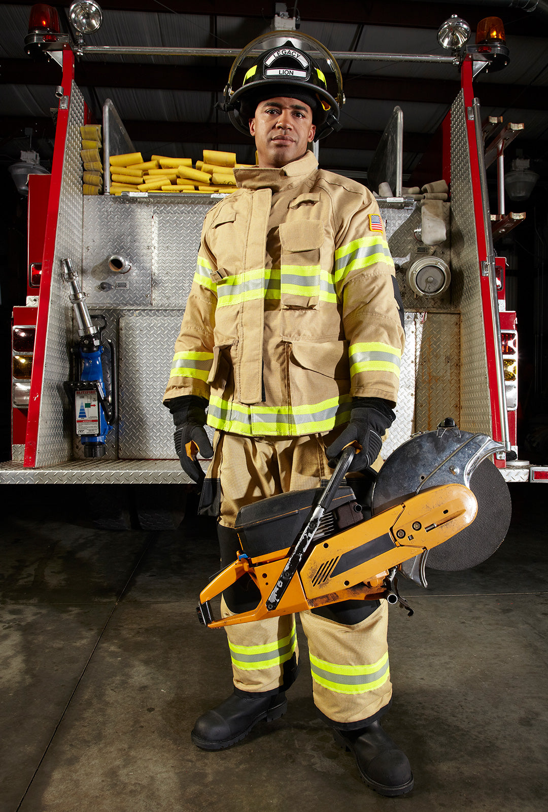 Lion Super-Deluxe Turnout Gear Set - Coat & Pant in Gold or Black